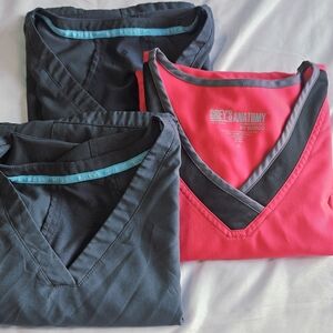 Lot of 3 Scrub Tops XL Grey's Anatomy & Med Couture EUC